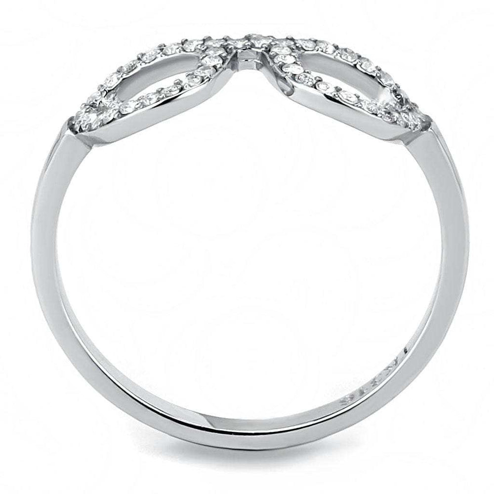 DA055 - High polished (no plating) Stainless Steel Ring with AAA Grade CZ in Clear - Alamode - Flyclothing LLC