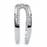 DA056 - High polished (no plating) Stainless Steel Ring with AAA Grade CZ in Clear - Alamode - Flyclothing LLC
