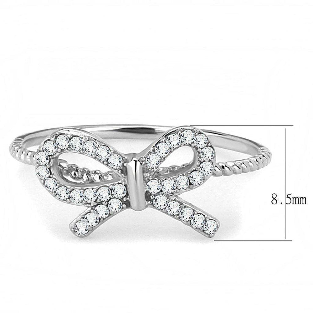 DA057 - High polished (no plating) Stainless Steel Ring with AAA Grade CZ in Clear - Alamode - Flyclothing LLC