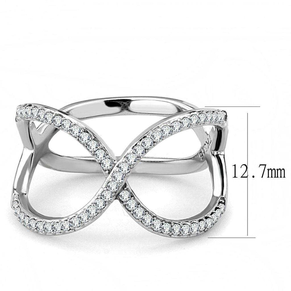 DA058 - High polished (no plating) Stainless Steel Ring with AAA Grade CZ in Clear - Alamode - Flyclothing LLC