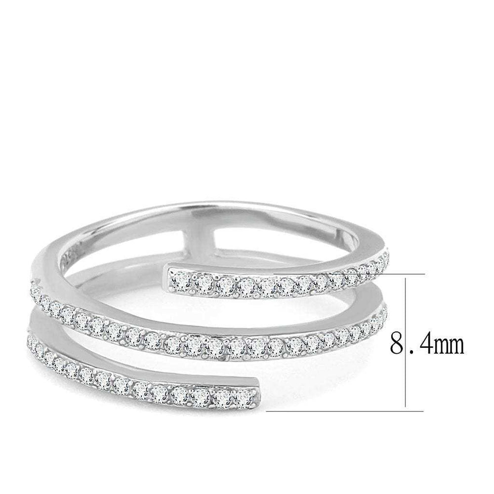 DA060 - High polished (no plating) Stainless Steel Ring with AAA Grade CZ in Clear - Alamode - Flyclothing LLC