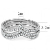 DA061 - High polished (no plating) Stainless Steel Ring with AAA Grade CZ in Clear - Alamode - Flyclothing LLC