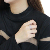 DA061 - High polished (no plating) Stainless Steel Ring with AAA Grade CZ in Clear - Alamode - Flyclothing LLC