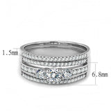 DA062 - High polished (no plating) Stainless Steel Ring with AAA Grade CZ in Clear - Alamode - Flyclothing LLC