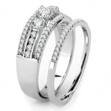 DA062 - High polished (no plating) Stainless Steel Ring with AAA Grade CZ in Clear - Alamode - Flyclothing LLC