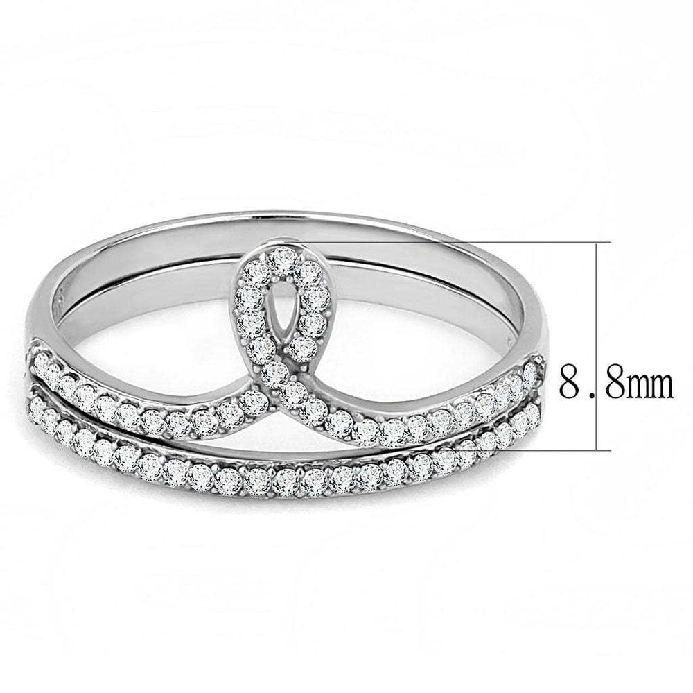 DA063 - High polished (no plating) Stainless Steel Ring with AAA Grade CZ in Clear - Alamode - Flyclothing LLC