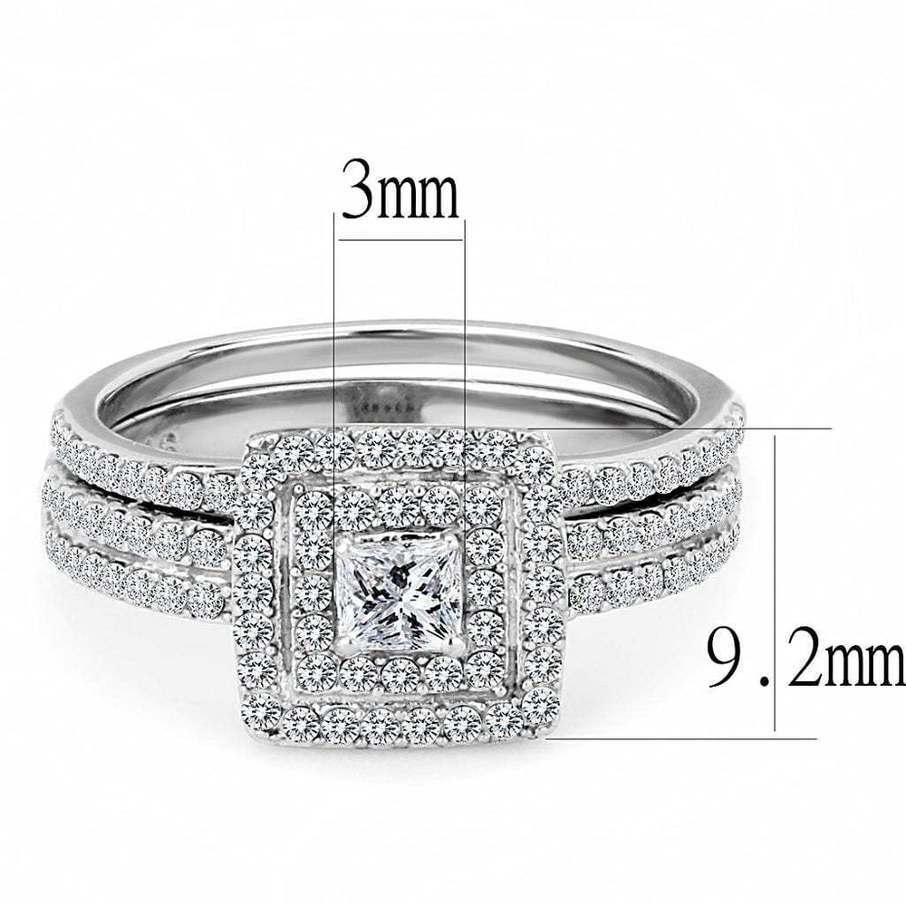 DA064 - High polished (no plating) Stainless Steel Ring with AAA Grade CZ in Clear - Alamode - Flyclothing LLC