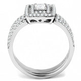 DA064 - High polished (no plating) Stainless Steel Ring with AAA Grade CZ in Clear - Alamode - Flyclothing LLC