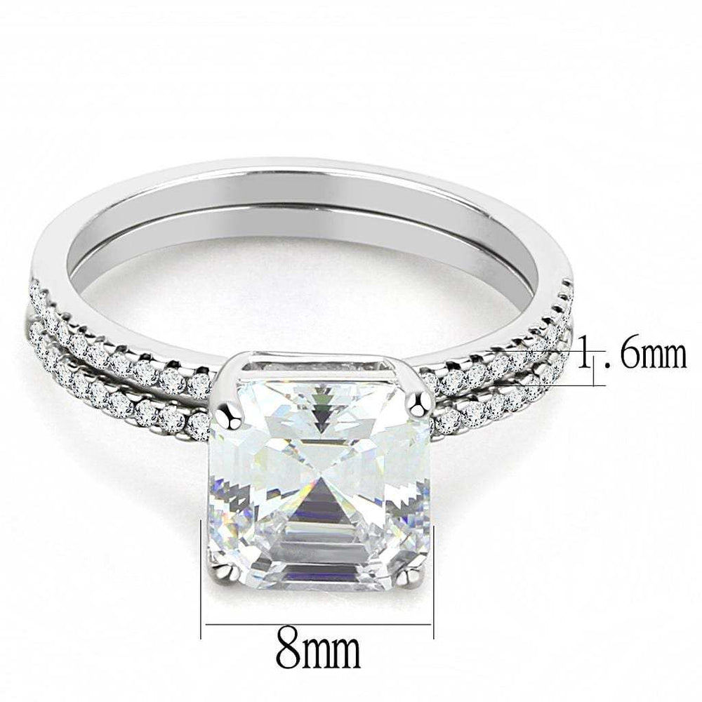 DA065 - High polished (no plating) Stainless Steel Ring with Cubic in Clear - Alamode - Flyclothing LLC