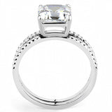 DA065 - High polished (no plating) Stainless Steel Ring with Cubic in Clear - Alamode - Flyclothing LLC