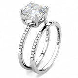 DA065 - High polished (no plating) Stainless Steel Ring with Cubic in Clear - Alamode - Flyclothing LLC