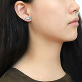 DA067 - High polished (no plating) Stainless Steel Earrings with AAA Grade CZ in Clear - Alamode - Flyclothing LLC