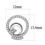 DA069 - High polished (no plating) Stainless Steel Earrings with AAA Grade CZ in Clear - Alamode - Flyclothing LLC
