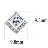 DA071 - High polished (no plating) Stainless Steel Earrings with AAA Grade CZ in Clear - Alamode - Flyclothing LLC