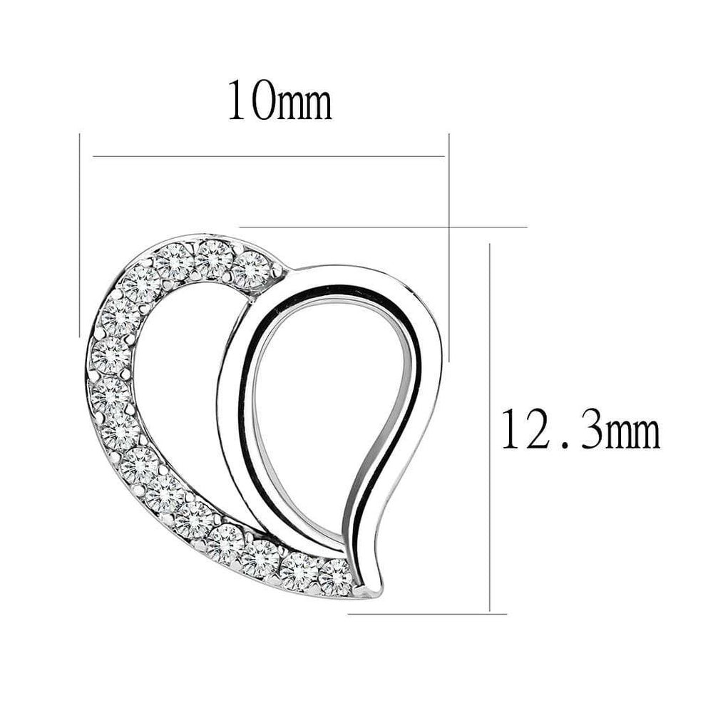 DA076 - High polished (no plating) Stainless Steel Earrings with AAA Grade CZ in Clear - Alamode - Flyclothing LLC