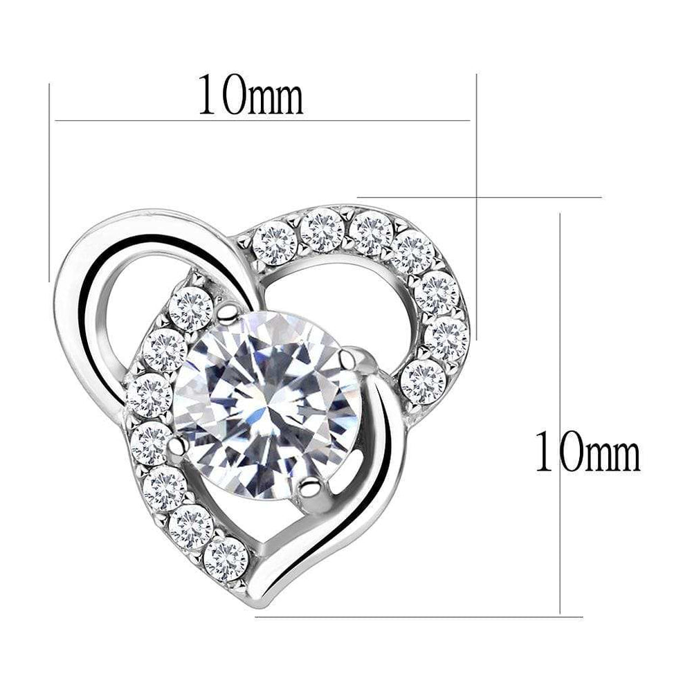 DA078 - High polished (no plating) Stainless Steel Earrings with AAA Grade CZ in Clear - Alamode - Flyclothing LLC