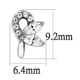 DA087 - High polished (no plating) Stainless Steel Earrings with AAA Grade CZ in Clear - Alamode - Flyclothing LLC