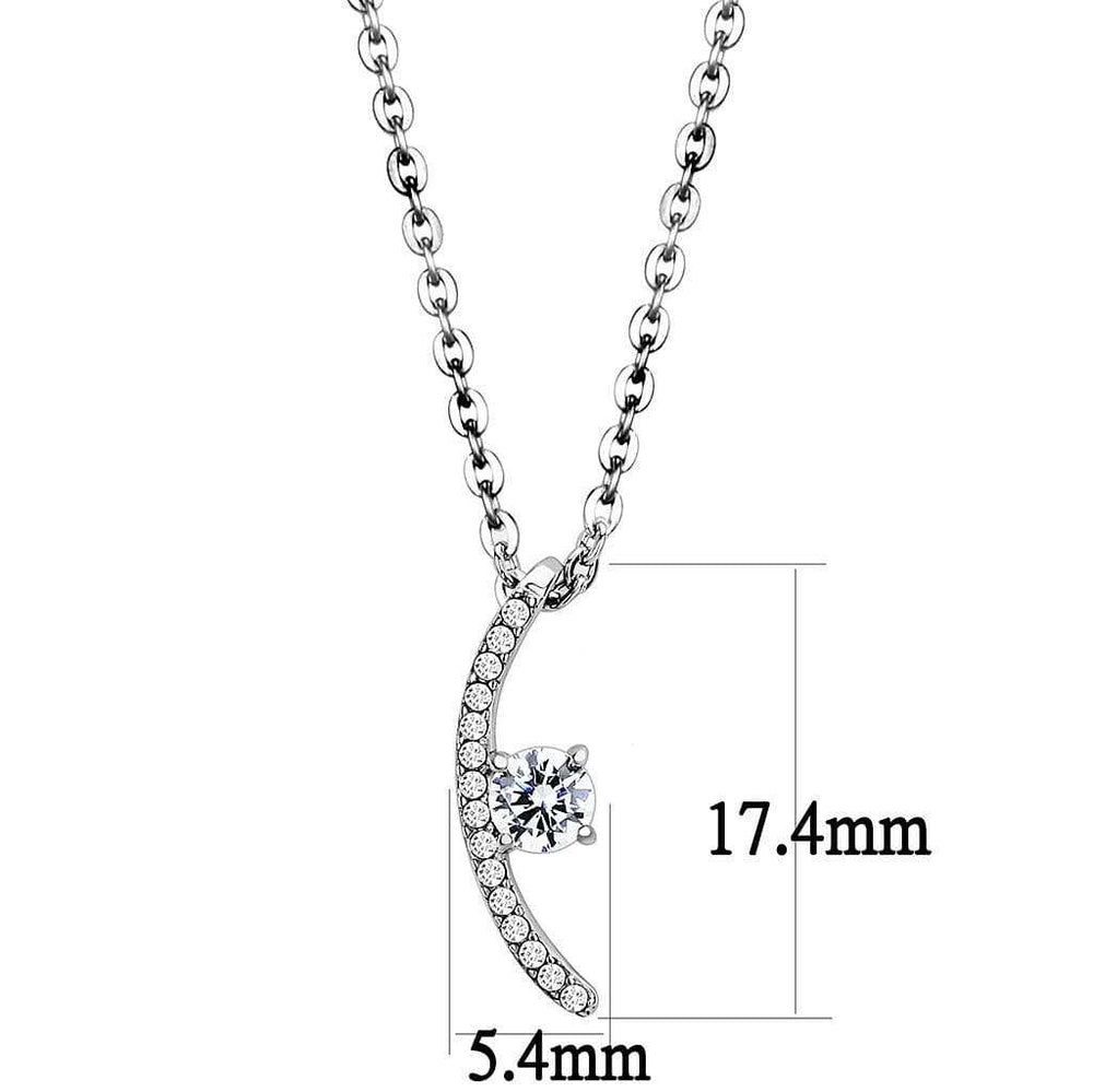 DA092 - High polished (no plating) Stainless Steel Chain Pendant with AAA Grade CZ in Clear - Alamode - Flyclothing LLC