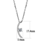 DA092 - High polished (no plating) Stainless Steel Chain Pendant with AAA Grade CZ in Clear - Alamode - Flyclothing LLC