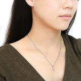 DA092 - High polished (no plating) Stainless Steel Chain Pendant with AAA Grade CZ in Clear - Alamode - Flyclothing LLC