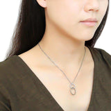 DA097 - High polished (no plating) Stainless Steel Chain Pendant with AAA Grade CZ in Clear - Alamode - Flyclothing LLC