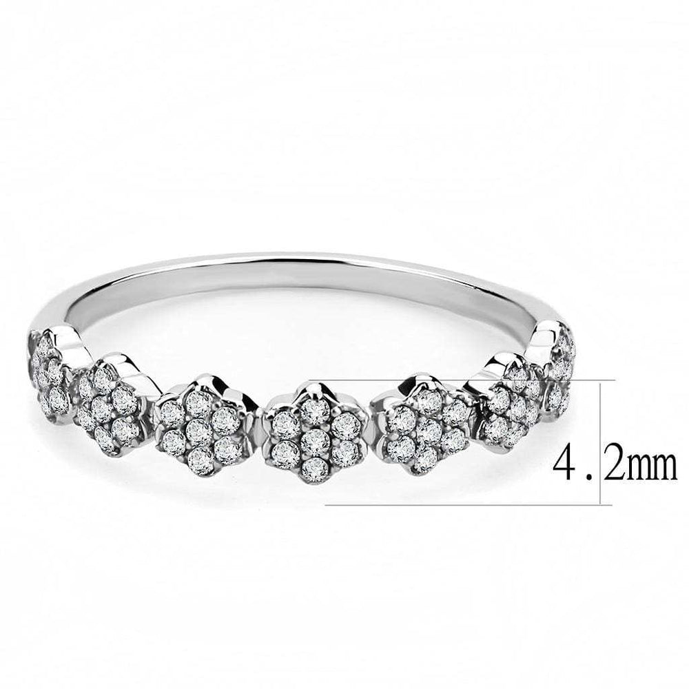 DA102 - High polished (no plating) Stainless Steel Ring with AAA Grade CZ in Clear - Alamode - Flyclothing LLC