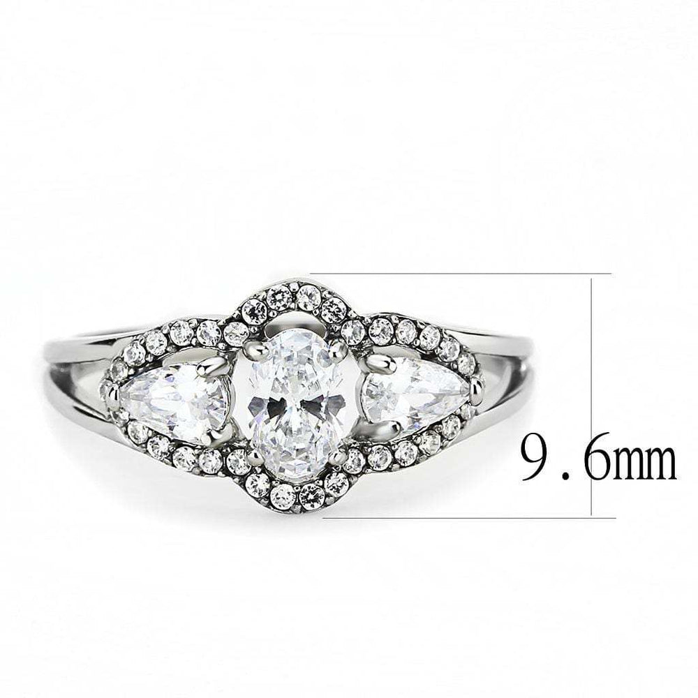 DA103 - High polished (no plating) Stainless Steel Ring with AAA Grade CZ in Clear - Alamode - Flyclothing LLC