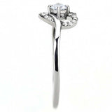 DA106 - High polished (no plating) Stainless Steel Ring with AAA Grade CZ in Clear - Alamode - Flyclothing LLC