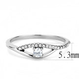DA108 - High polished (no plating) Stainless Steel Ring with AAA Grade CZ in Clear - Alamode - Flyclothing LLC