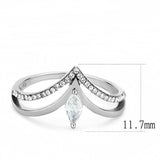 DA109 - High polished (no plating) Stainless Steel Ring with AAA Grade CZ in Clear - Alamode - Flyclothing LLC