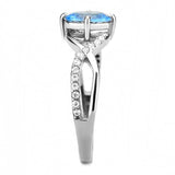 DA117 - High polished (no plating) Stainless Steel Ring with AAA Grade CZ in Sea Blue - Alamode - Flyclothing LLC
