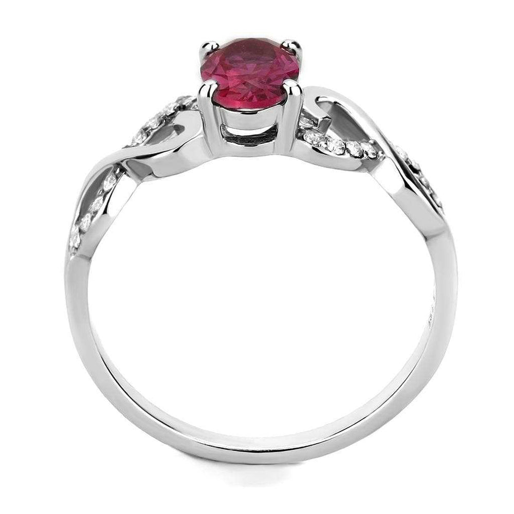DA119 - High polished (no plating) Stainless Steel Ring with AAA Grade CZ in Ruby - Alamode - Flyclothing LLC