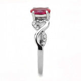 DA119 - High polished (no plating) Stainless Steel Ring with AAA Grade CZ in Ruby - Alamode - Flyclothing LLC