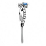 DA120 - High polished (no plating) Stainless Steel Ring with AAA Grade CZ in Sea Blue - Alamode - Flyclothing LLC