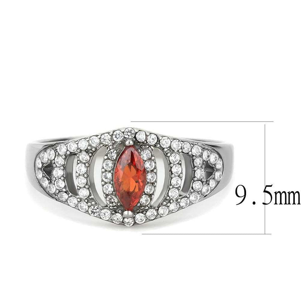 DA123 - High polished (no plating) Stainless Steel Ring with AAA Grade CZ in Orange - Alamode - Flyclothing LLC