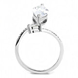 DA129 - High polished (no plating) Stainless Steel Ring with AAA Grade CZ in Clear - Alamode - Flyclothing LLC