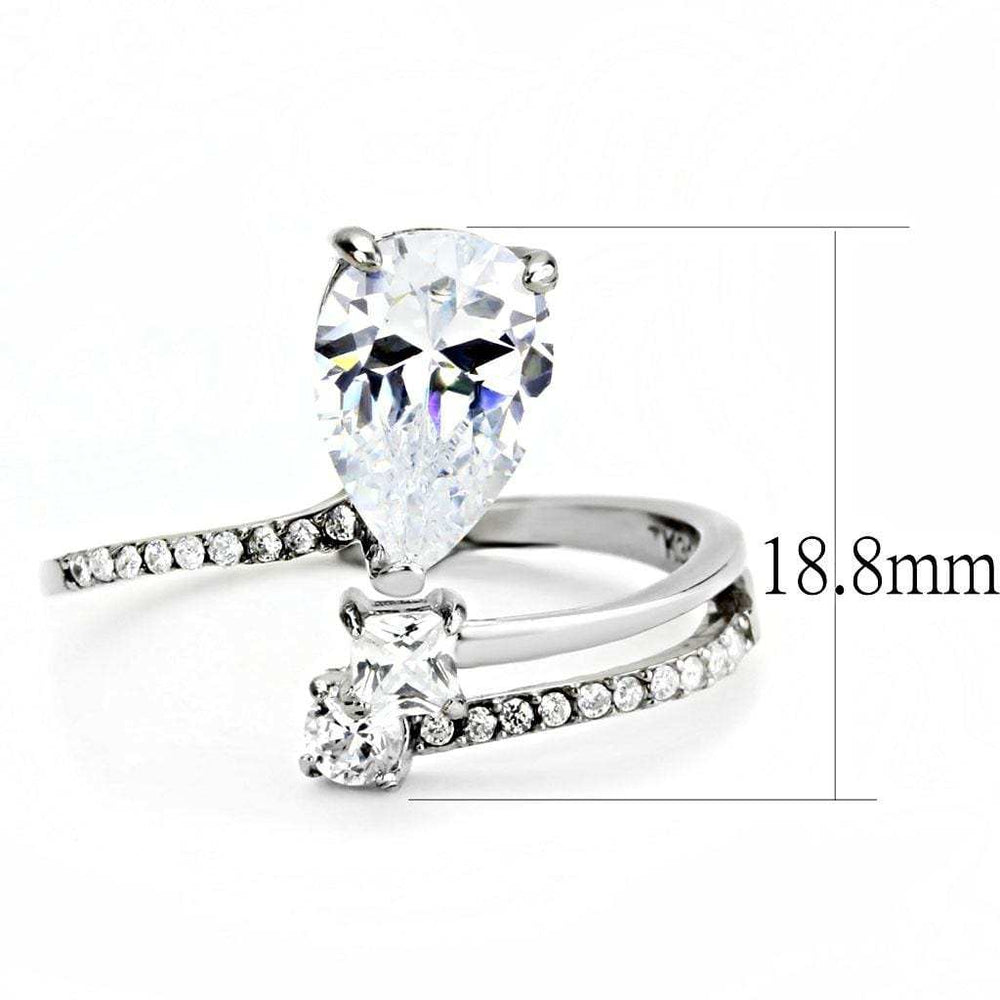 DA130 - High polished (no plating) Stainless Steel Ring with AAA Grade CZ in Clear - Alamode - Flyclothing LLC