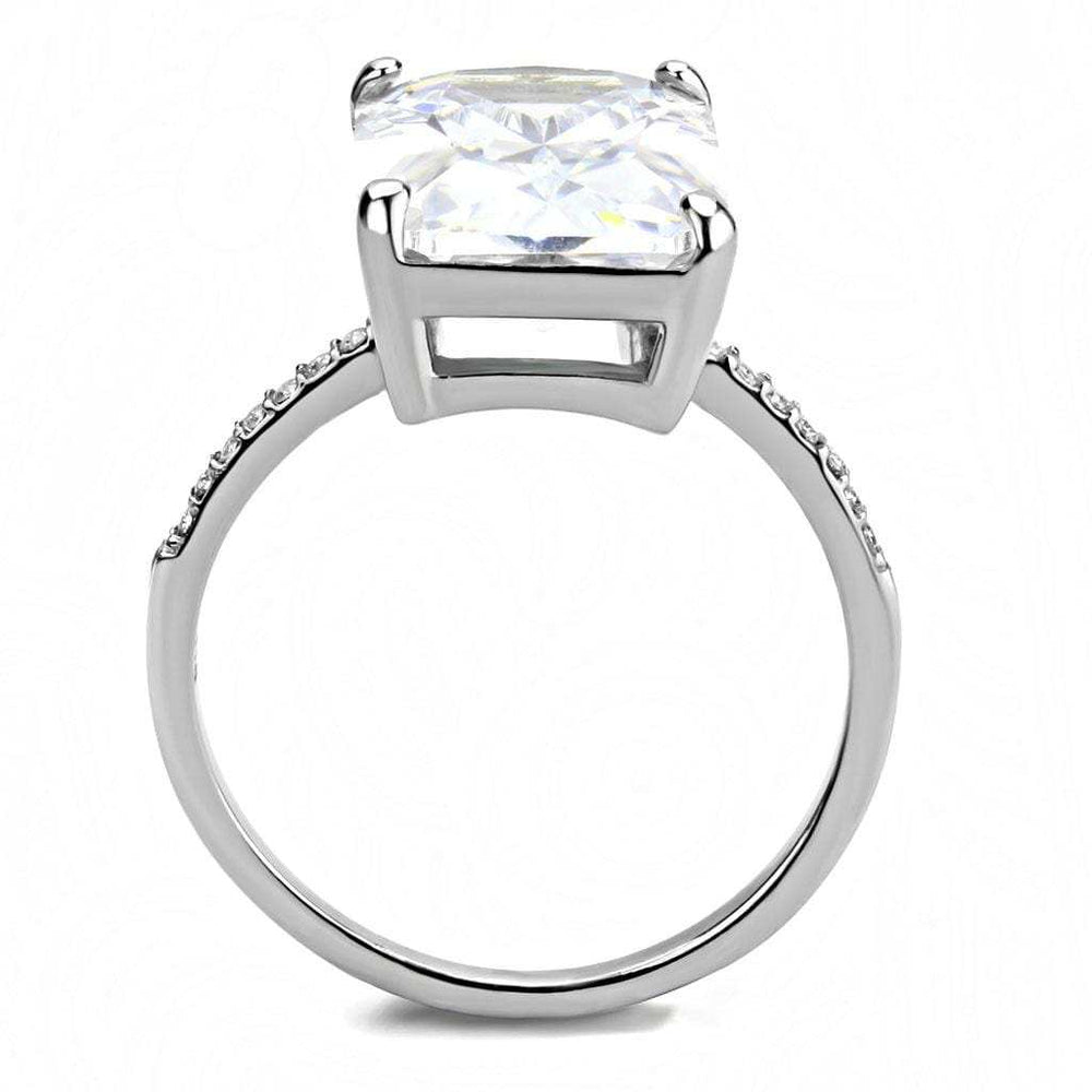 DA131 - High polished (no plating) Stainless Steel Ring with AAA Grade CZ in Clear - Alamode - Flyclothing LLC
