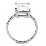 DA131 - High polished (no plating) Stainless Steel Ring with AAA Grade CZ in Clear - Alamode - Flyclothing LLC