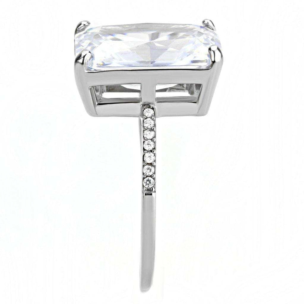 DA131 - High polished (no plating) Stainless Steel Ring with AAA Grade CZ in Clear - Alamode - Flyclothing LLC