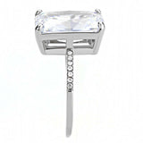 DA131 - High polished (no plating) Stainless Steel Ring with AAA Grade CZ in Clear - Alamode - Flyclothing LLC