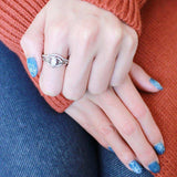 DA133 - High polished (no plating) Stainless Steel Ring with AAA Grade CZ in Clear - Alamode - Flyclothing LLC