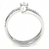 DA134 - High polished (no plating) Stainless Steel Ring with AAA Grade CZ in Clear - Alamode - Flyclothing LLC