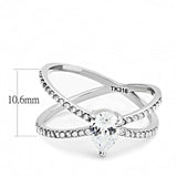 DA135 - High polished (no plating) Stainless Steel Ring with AAA Grade CZ in Clear - Alamode - Flyclothing LLC