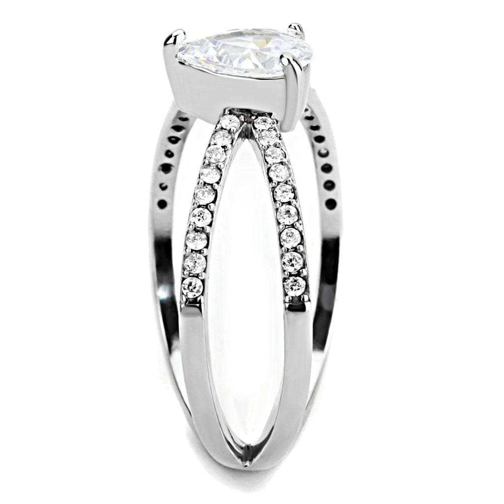 DA135 - High polished (no plating) Stainless Steel Ring with AAA Grade CZ in Clear - Alamode - Flyclothing LLC