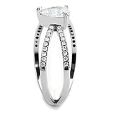 DA135 - High polished (no plating) Stainless Steel Ring with AAA Grade CZ in Clear - Alamode - Flyclothing LLC