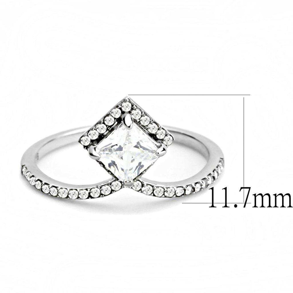 DA136 - High polished (no plating) Stainless Steel Ring with AAA Grade CZ in Clear - Alamode - Flyclothing LLC