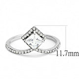 DA136 - High polished (no plating) Stainless Steel Ring with AAA Grade CZ in Clear - Alamode - Flyclothing LLC