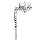 DA136 - High polished (no plating) Stainless Steel Ring with AAA Grade CZ in Clear - Alamode - Flyclothing LLC