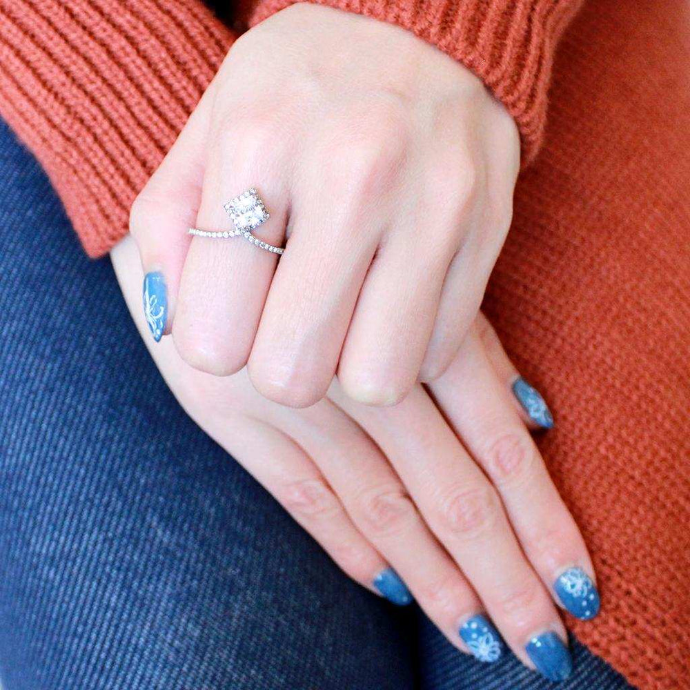 DA136 - High polished (no plating) Stainless Steel Ring with AAA Grade CZ in Clear - Alamode - Flyclothing LLC